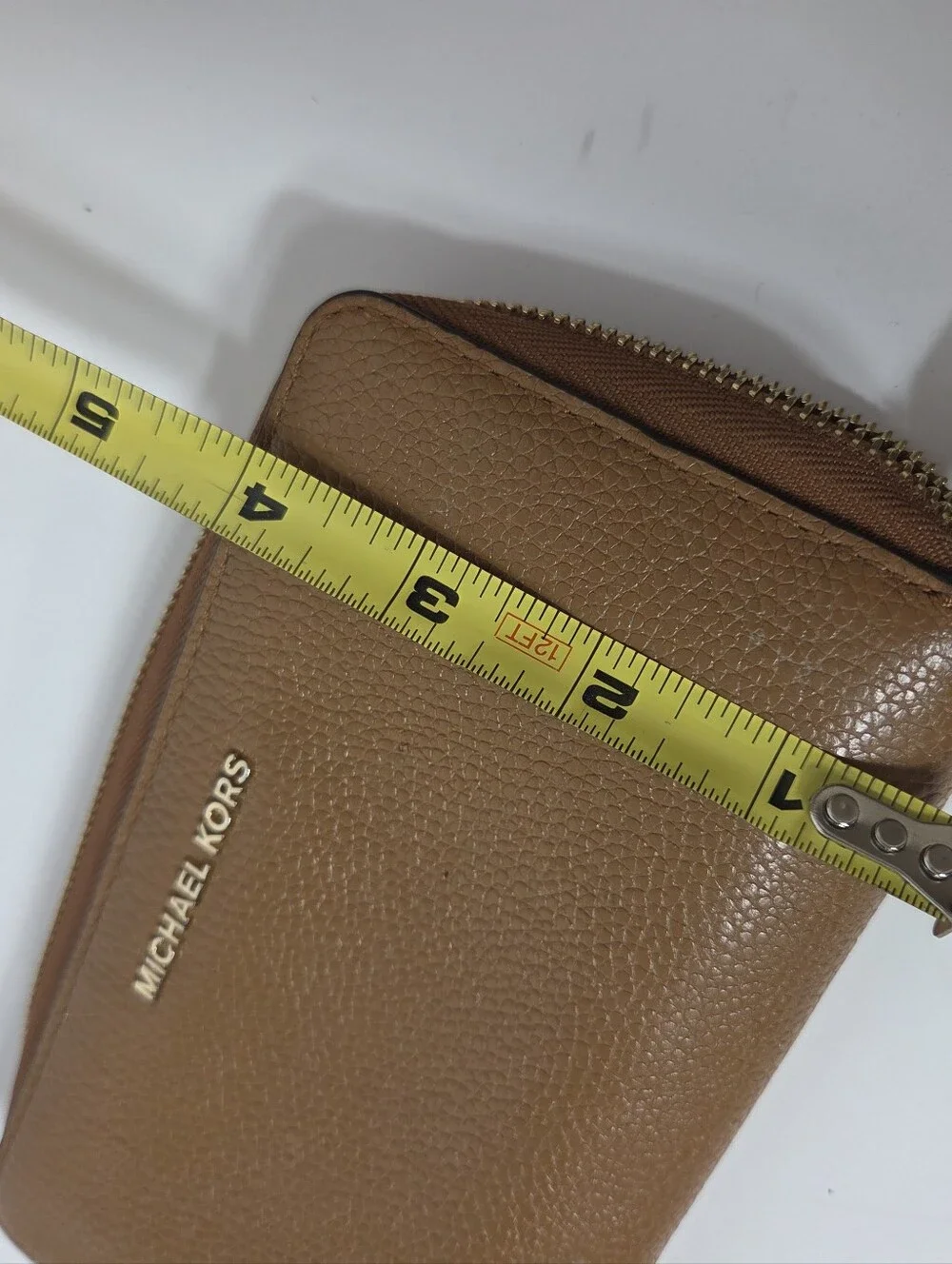 vtg michael kors brown solid leather zip around phone wallet full size classic